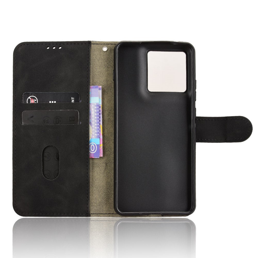 For Motorola Edge 70 5G Leather Case Skin Feel Anti Drop Wallet Flip Phone Cover - Black