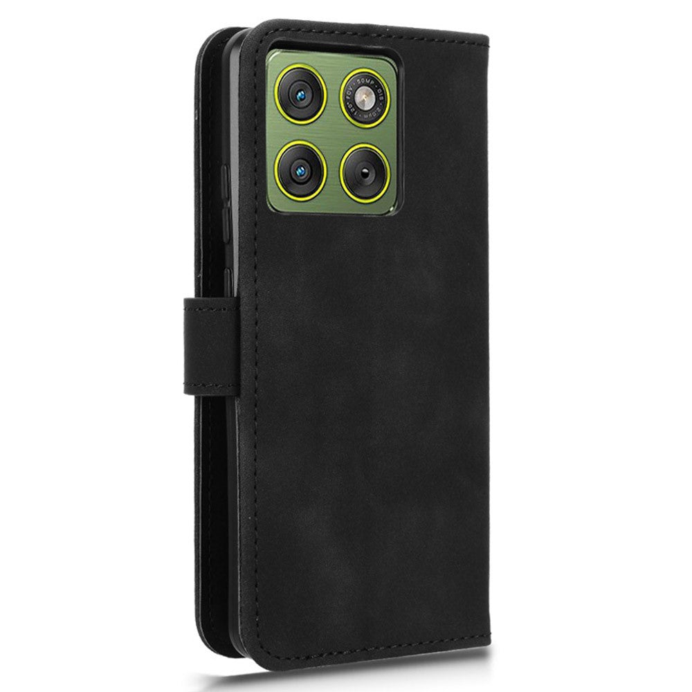 For Motorola Edge 70 5G Leather Case Skin Feel Anti Drop Wallet Flip Phone Cover - Black