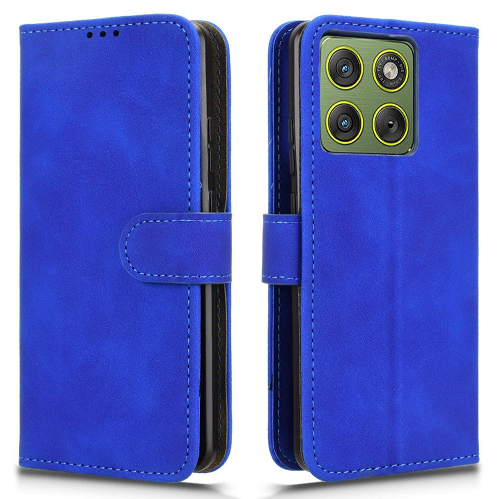 For Motorola Edge 70 5G Leather Case Skin Feel Anti Drop Wallet Flip Phone Cover - Blue