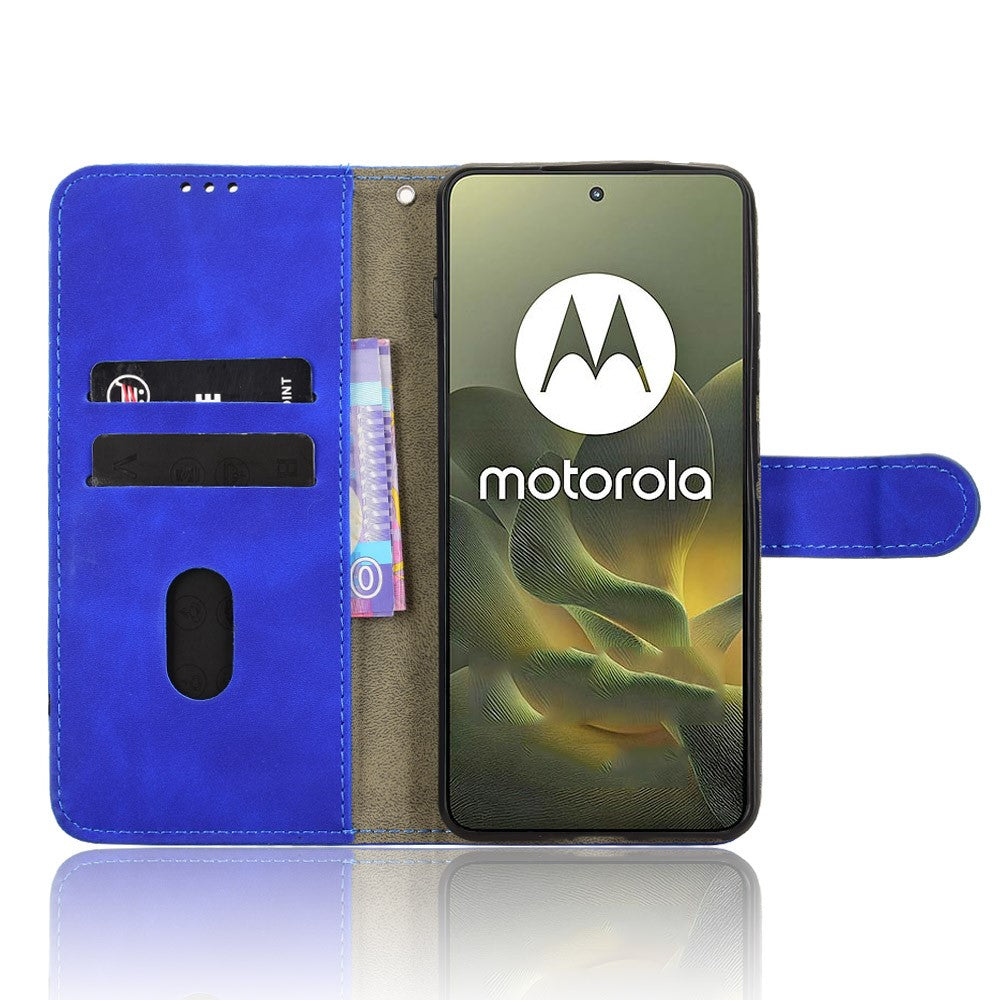 For Motorola Edge 70 5G Leather Case Skin Feel Anti Drop Wallet Flip Phone Cover - Blue