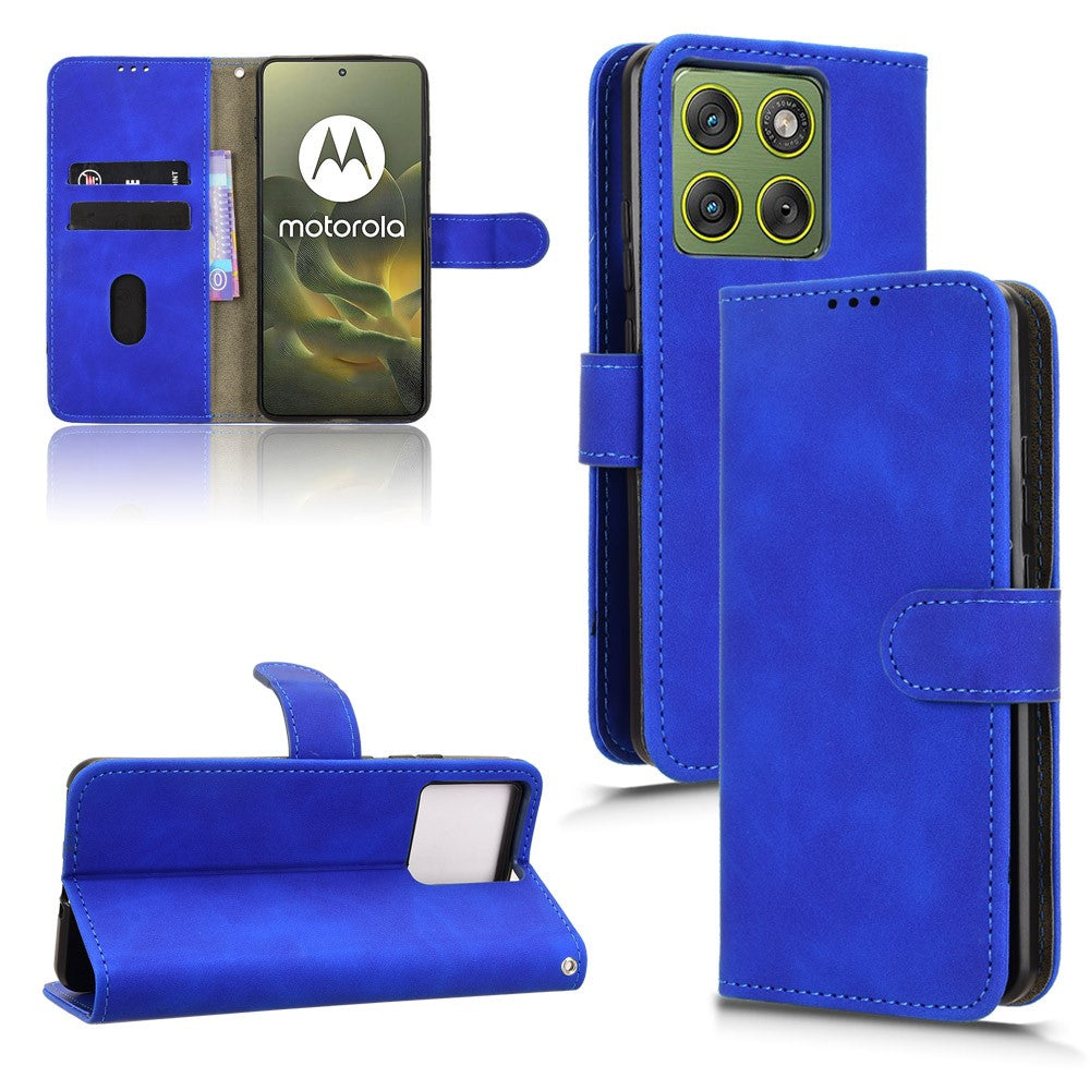 For Motorola Edge 70 5G Leather Case Skin Feel Anti Drop Wallet Flip Phone Cover - Blue