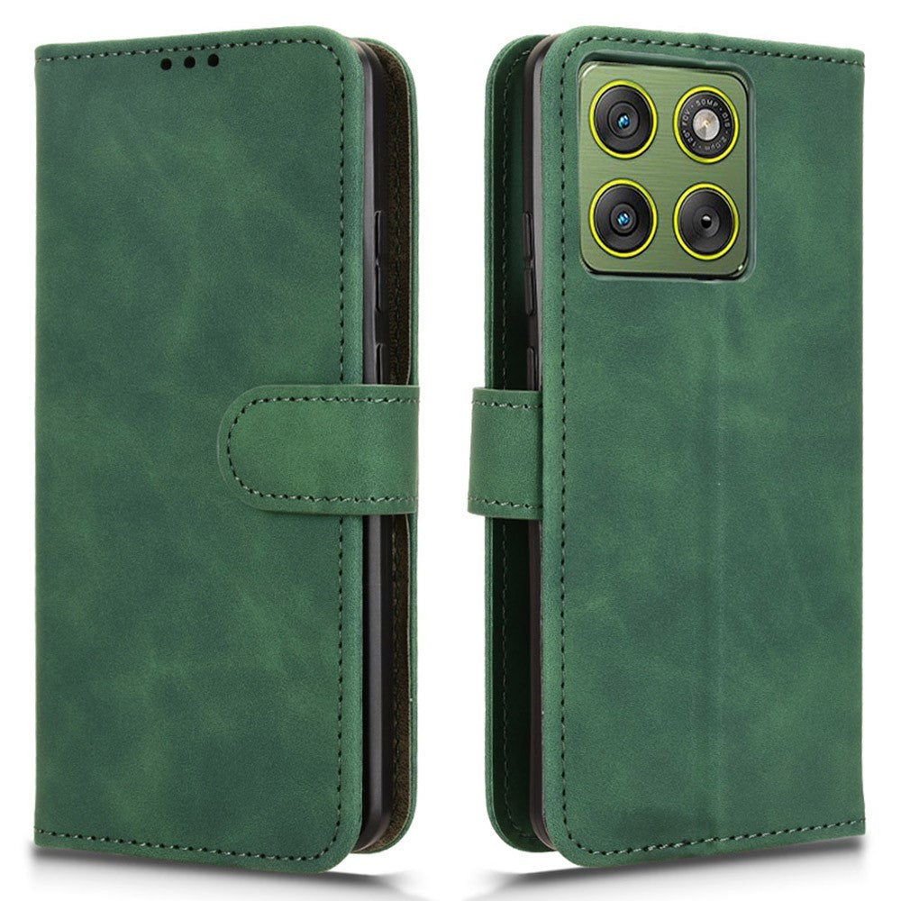 For Motorola Edge 70 5G Leather Case Skin Feel Anti Drop Wallet Flip Phone Cover - Green