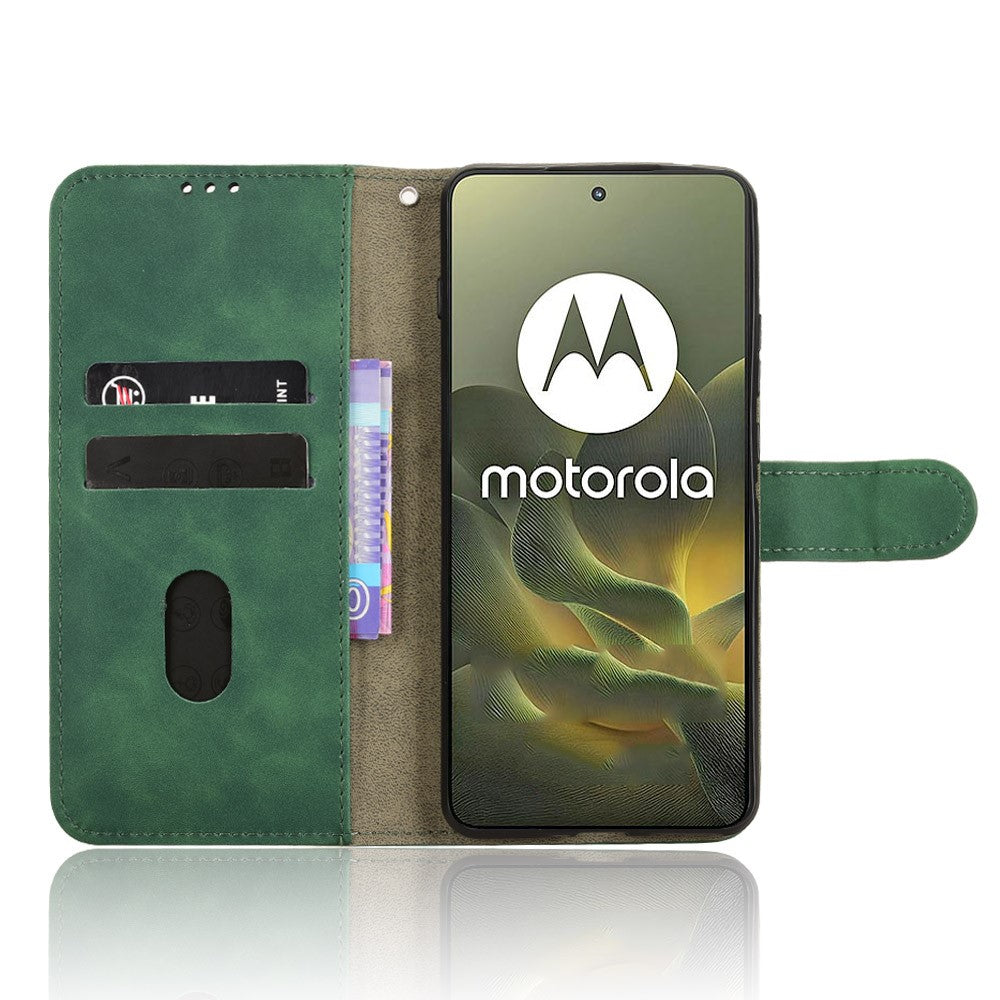 For Motorola Edge 70 5G Leather Case Skin Feel Anti Drop Wallet Flip Phone Cover - Green