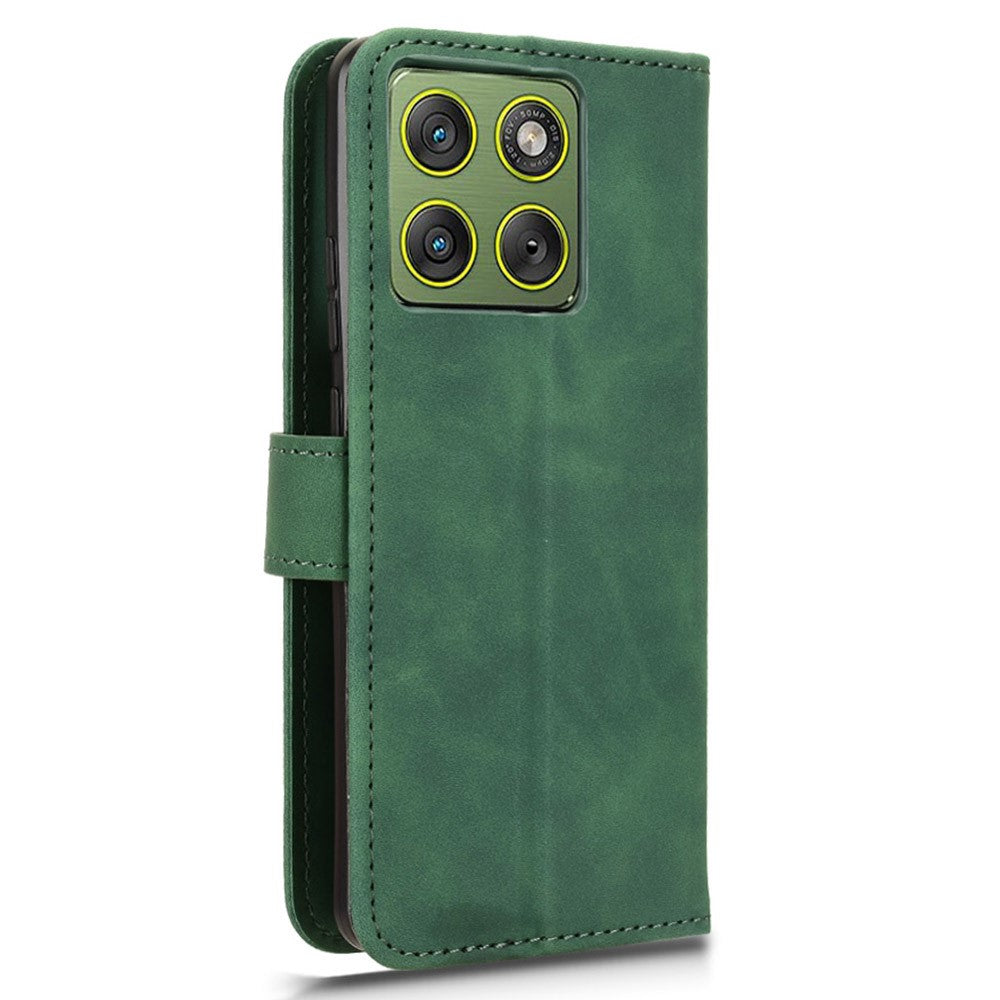 For Motorola Edge 70 5G Leather Case Skin Feel Anti Drop Wallet Flip Phone Cover - Green