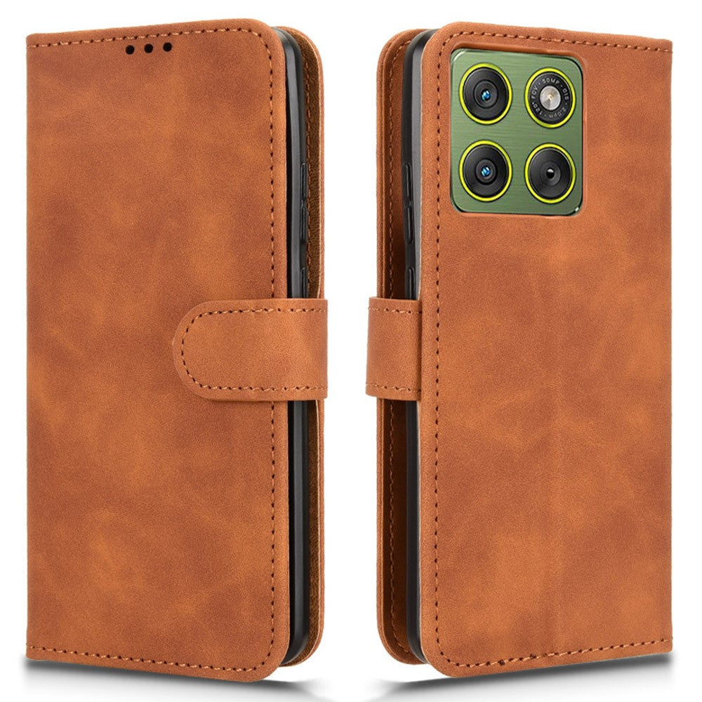 For Motorola Edge 70 5G Leather Case Skin Feel Anti Drop Wallet Flip Phone Cover - Brown