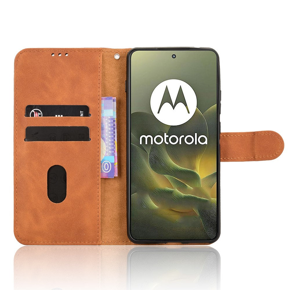 For Motorola Edge 70 5G Leather Case Skin Feel Anti Drop Wallet Flip Phone Cover - Brown