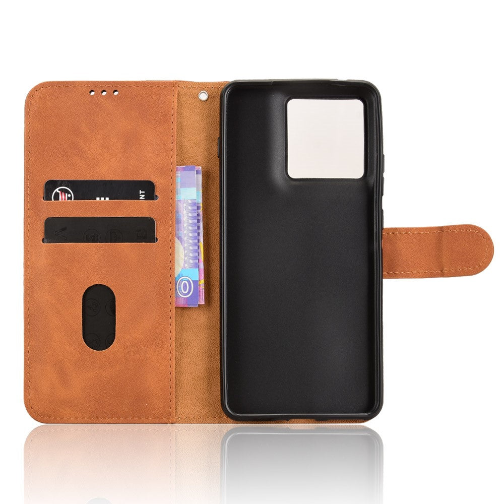 For Motorola Edge 70 5G Leather Case Skin Feel Anti Drop Wallet Flip Phone Cover - Brown