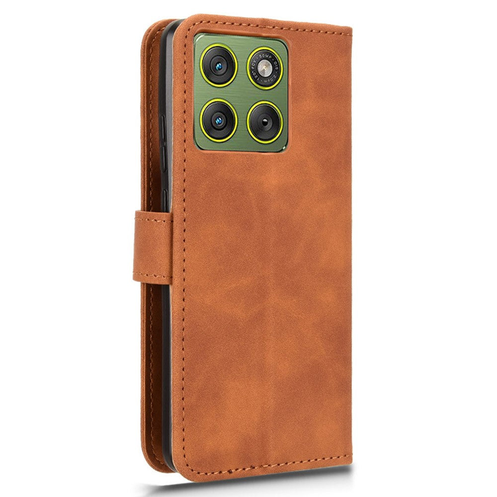 For Motorola Edge 70 5G Leather Case Skin Feel Anti Drop Wallet Flip Phone Cover - Brown