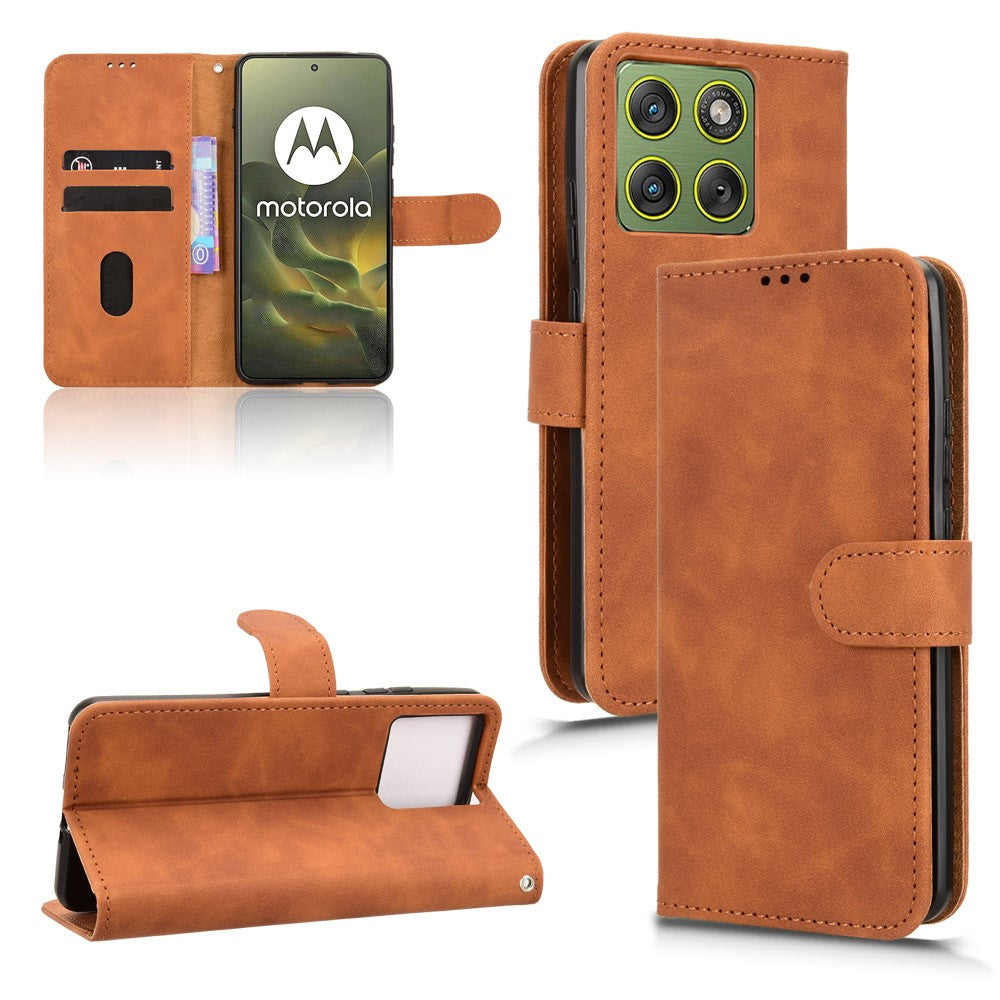 For Motorola Edge 70 5G Leather Case Skin Feel Anti Drop Wallet Flip Phone Cover - Brown