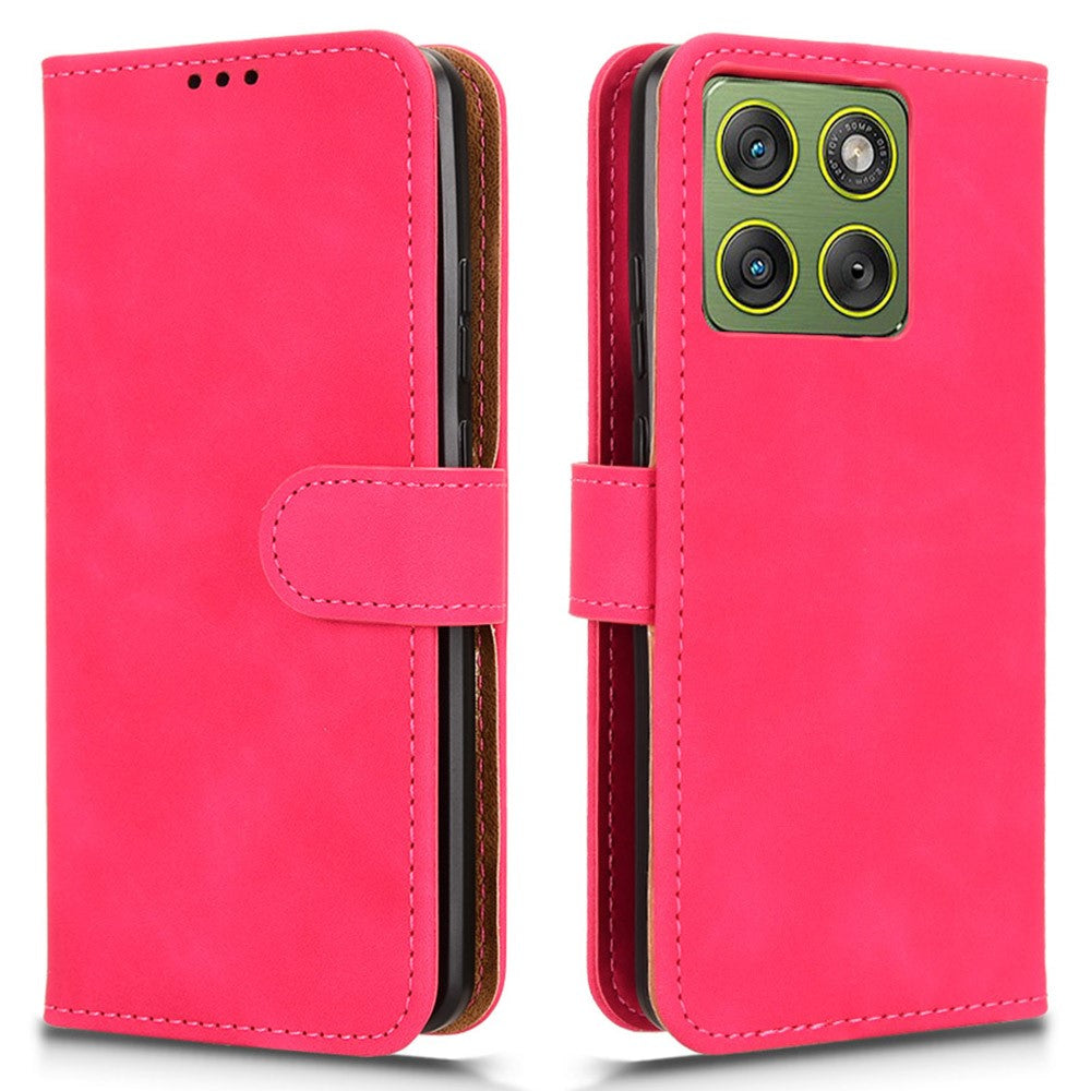 For Motorola Edge 70 5G Leather Case Skin Feel Anti Drop Wallet Flip Phone Cover - Rose