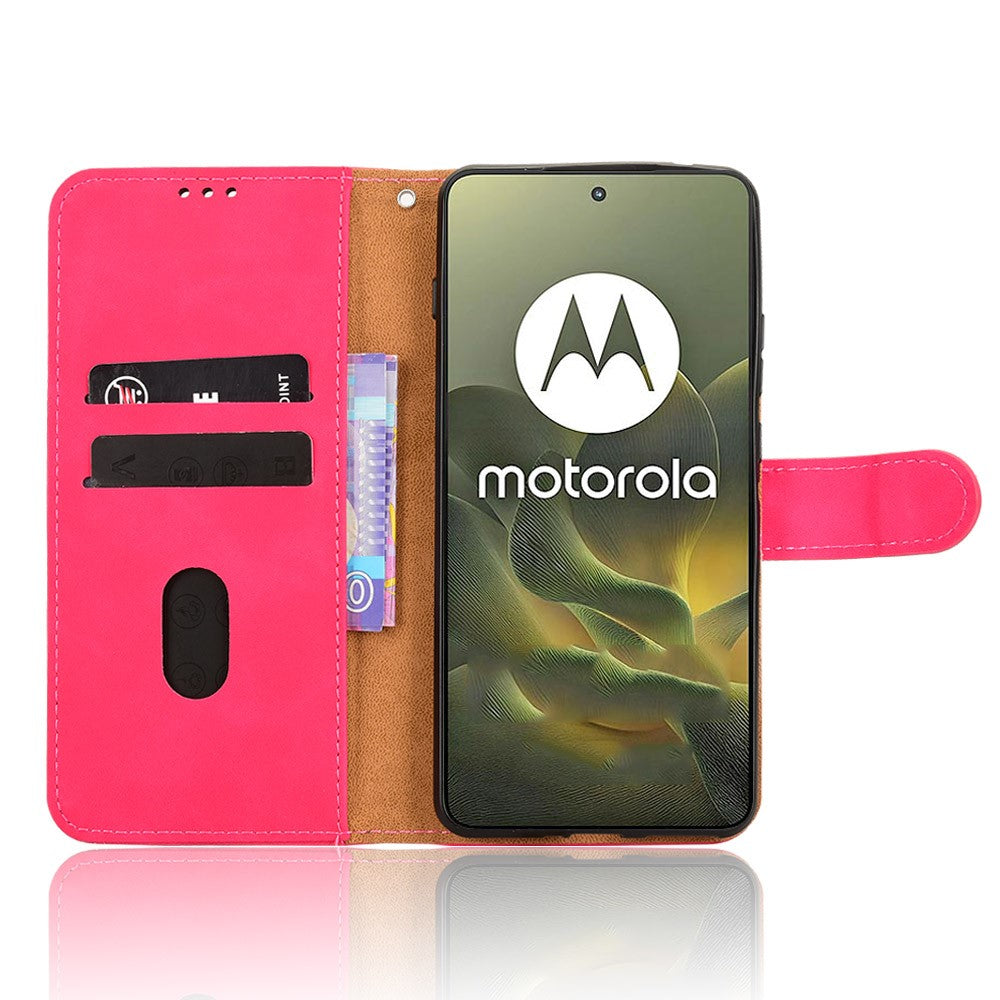 For Motorola Edge 70 5G Leather Case Skin Feel Anti Drop Wallet Flip Phone Cover - Rose
