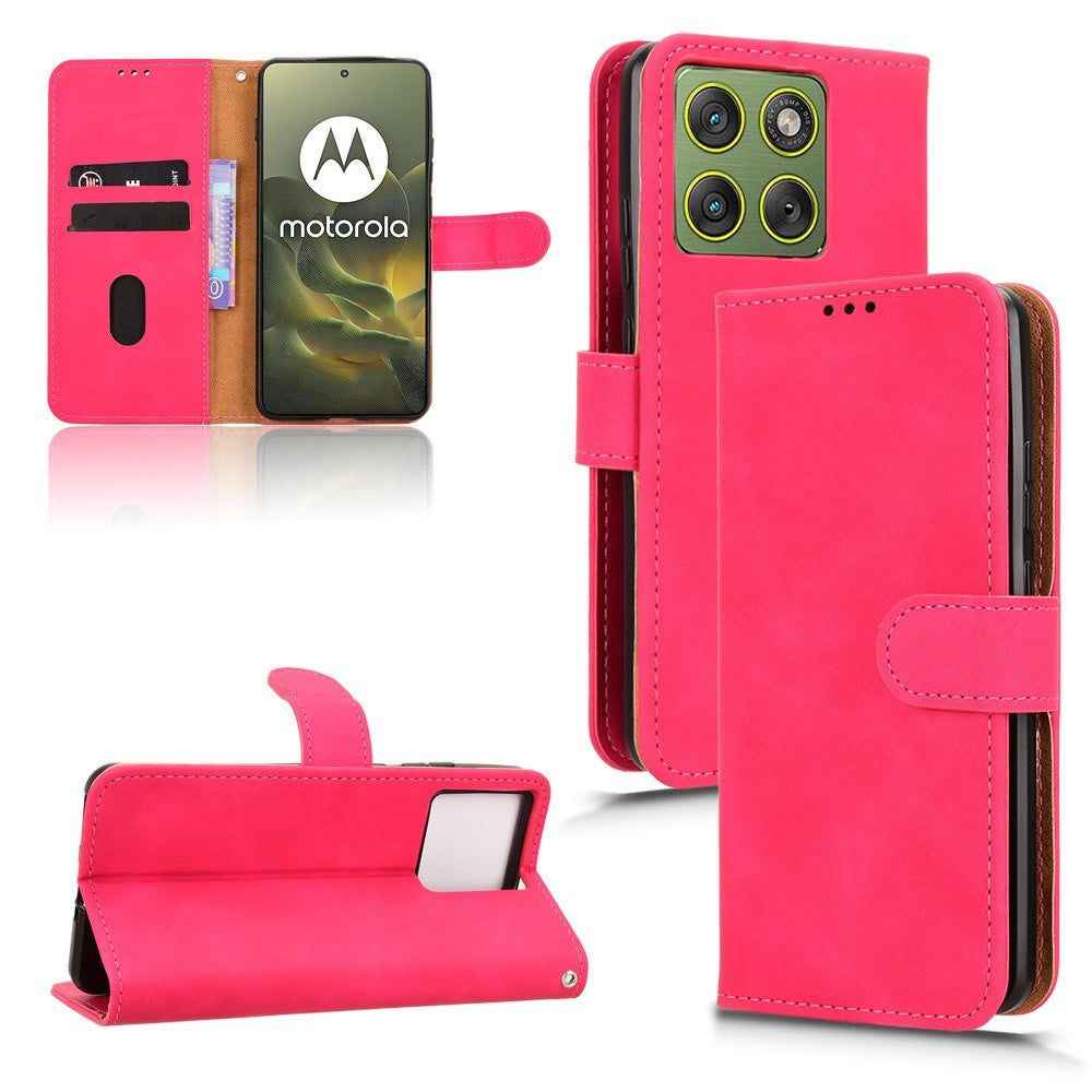 For Motorola Edge 70 5G Leather Case Skin Feel Anti Drop Wallet Flip Phone Cover - Rose