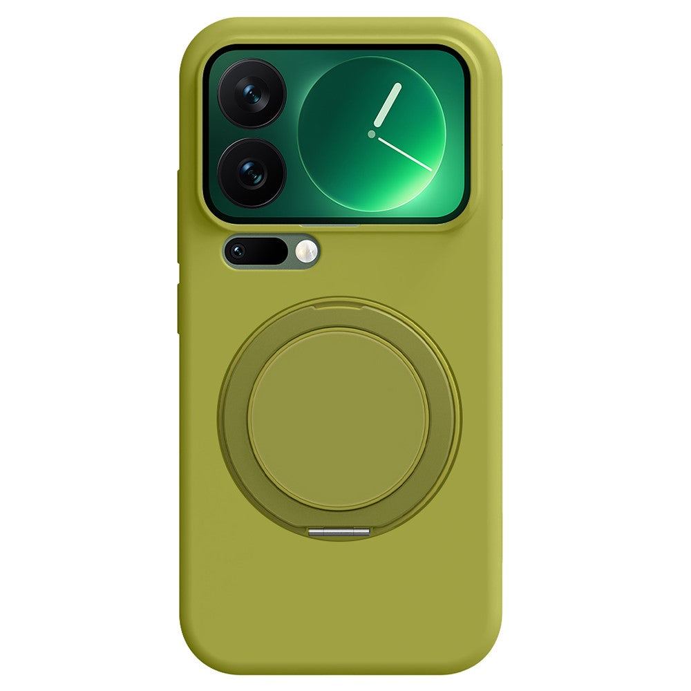For Xiaomi 17 Pro Max Magnetic Case Rotating Kickstand Liquid Silicone PC Phone Cover Skin Touch - Green