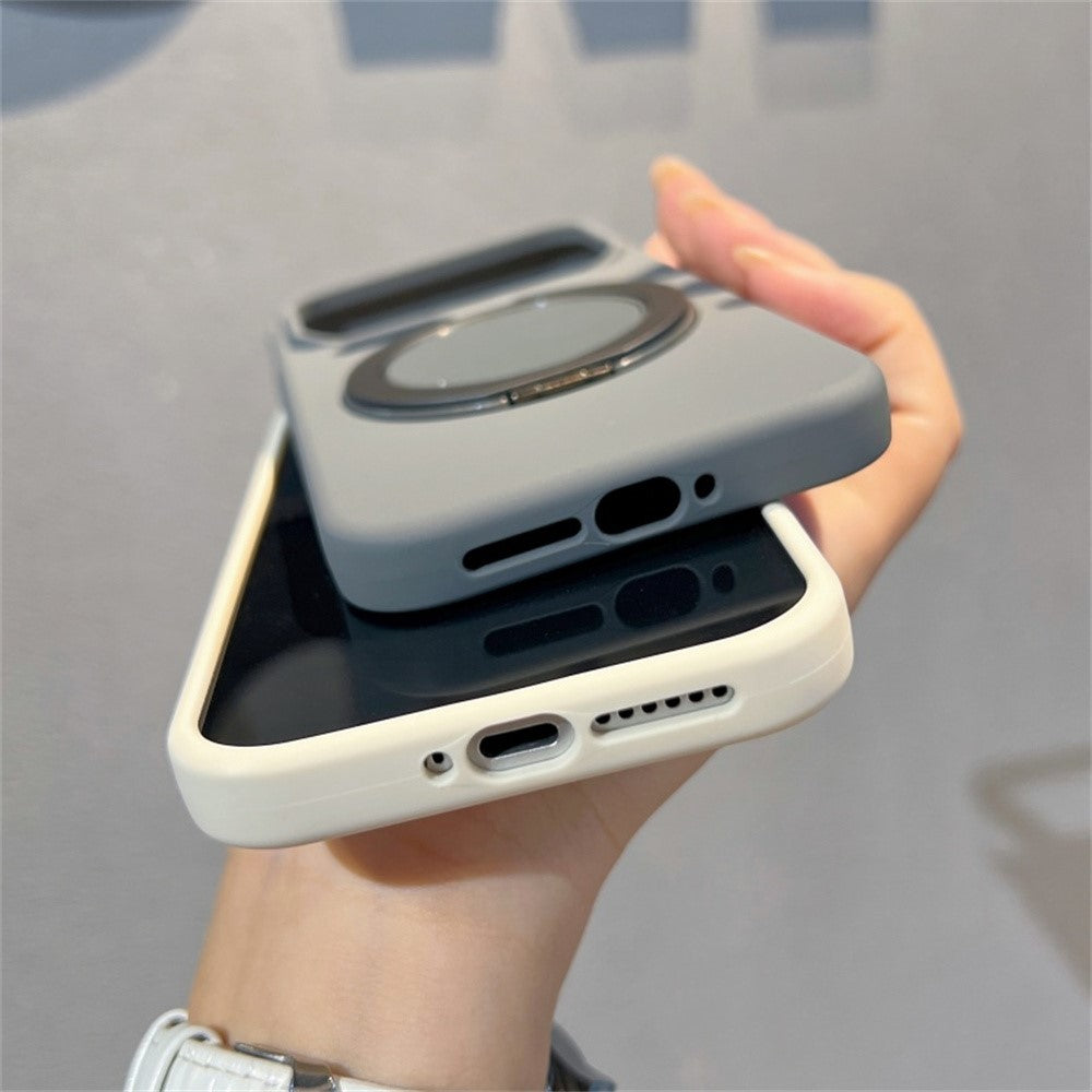 For Xiaomi 17 Pro Max Magnetic Case Rotating Kickstand Liquid Silicone PC Phone Cover Skin Touch - Baby Blue