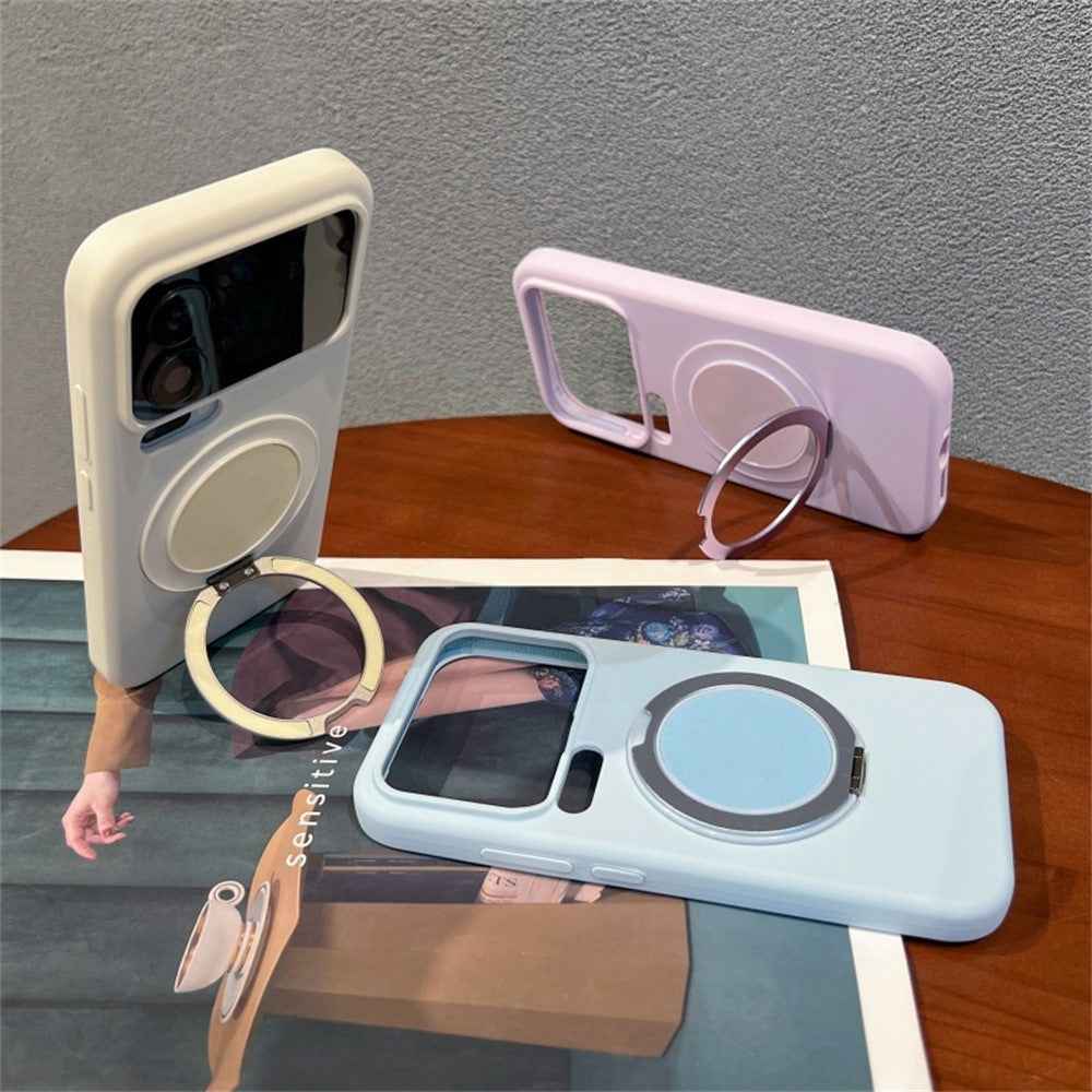 For Xiaomi 17 Pro Magnetic Case Rotating Kickstand Liquid Silicone PC Phone Cover Skin Touch - Antique White