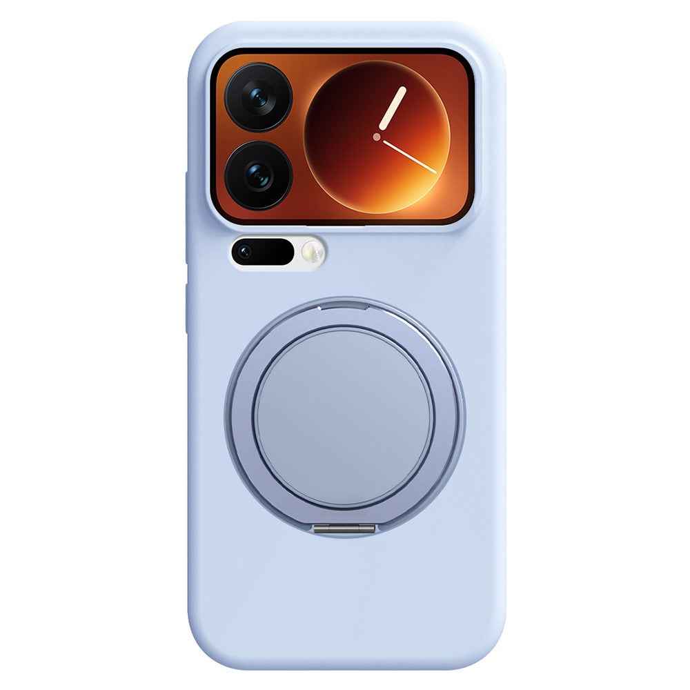 For Xiaomi 17 Pro Magnetic Case Rotating Kickstand Liquid Silicone PC Phone Cover Skin Touch - Baby Blue