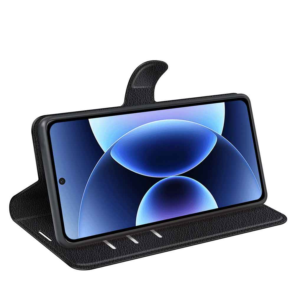 For Xiaomi 17 Pro Case Litchi Texture Shockproof Leather Wallet Phone Cover - Black