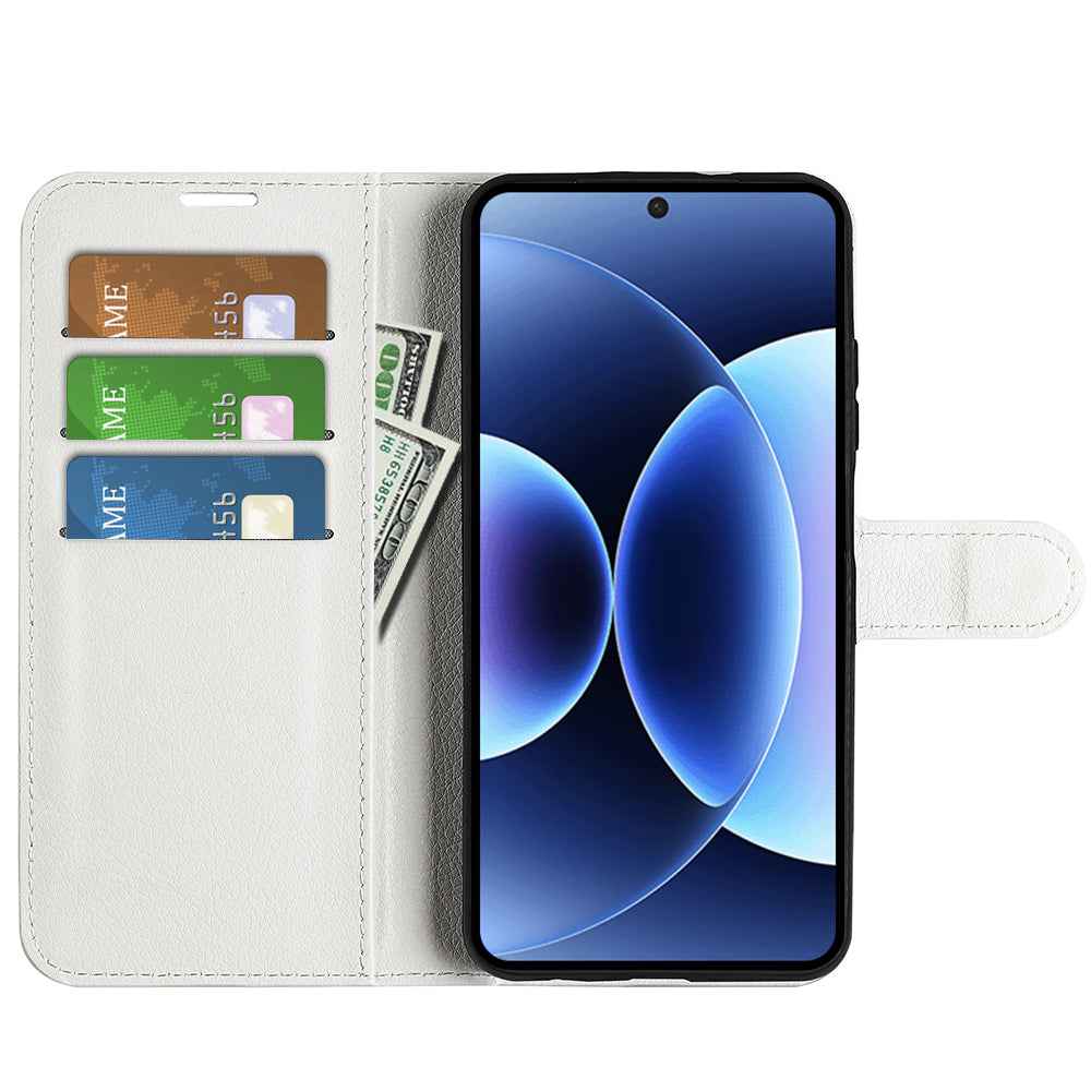 For Xiaomi 17 Pro Case Litchi Texture Shockproof Leather Wallet Phone Cover - White