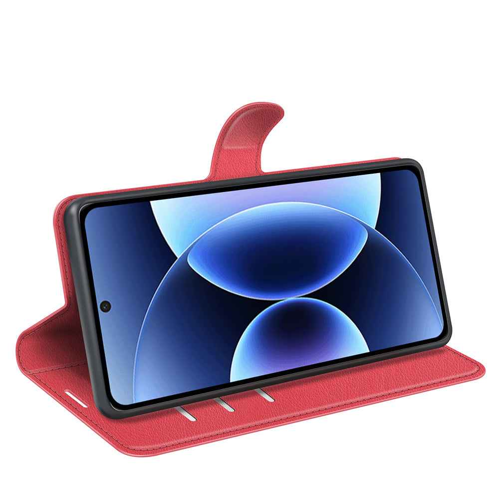 For Xiaomi 17 Pro Case Litchi Texture Shockproof Leather Wallet Phone Cover - Red