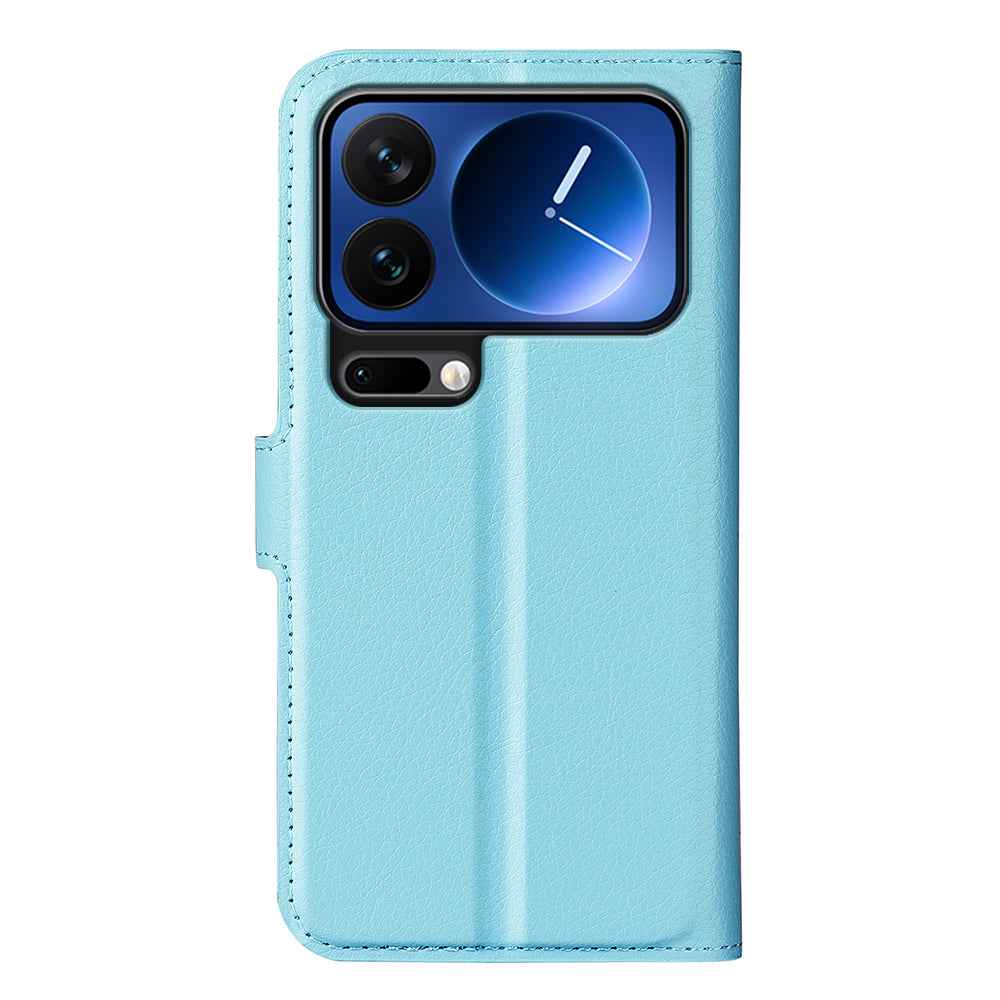 For Xiaomi 17 Pro Case Litchi Texture Shockproof Leather Wallet Phone Cover -  Blue