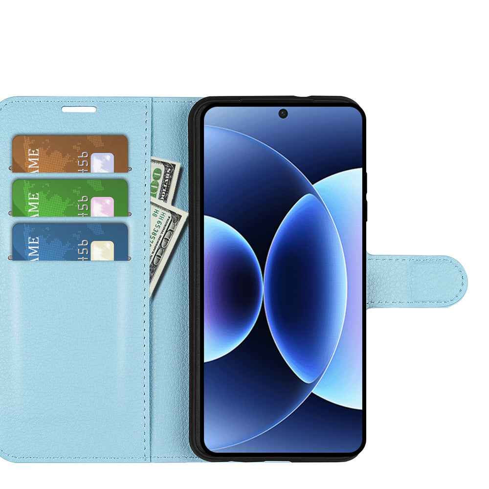 For Xiaomi 17 Pro Case Litchi Texture Shockproof Leather Wallet Phone Cover -  Blue