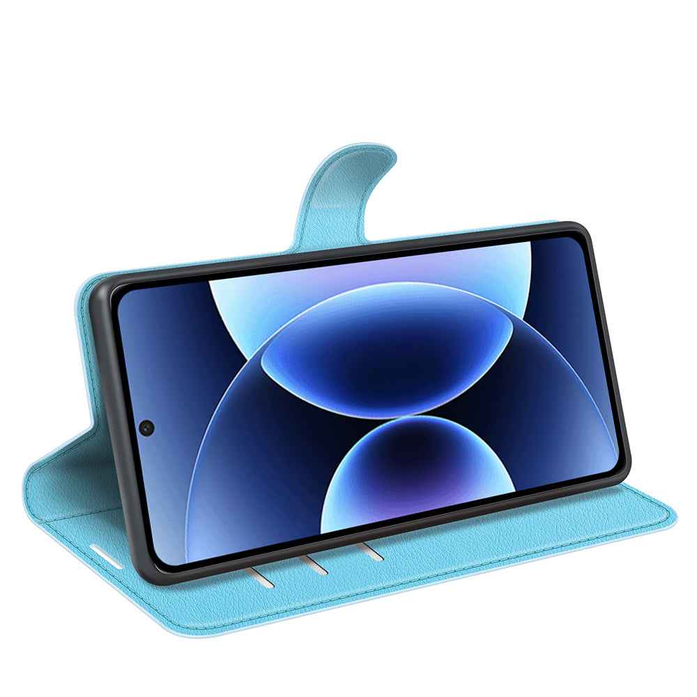 For Xiaomi 17 Pro Case Litchi Texture Shockproof Leather Wallet Phone Cover -  Blue