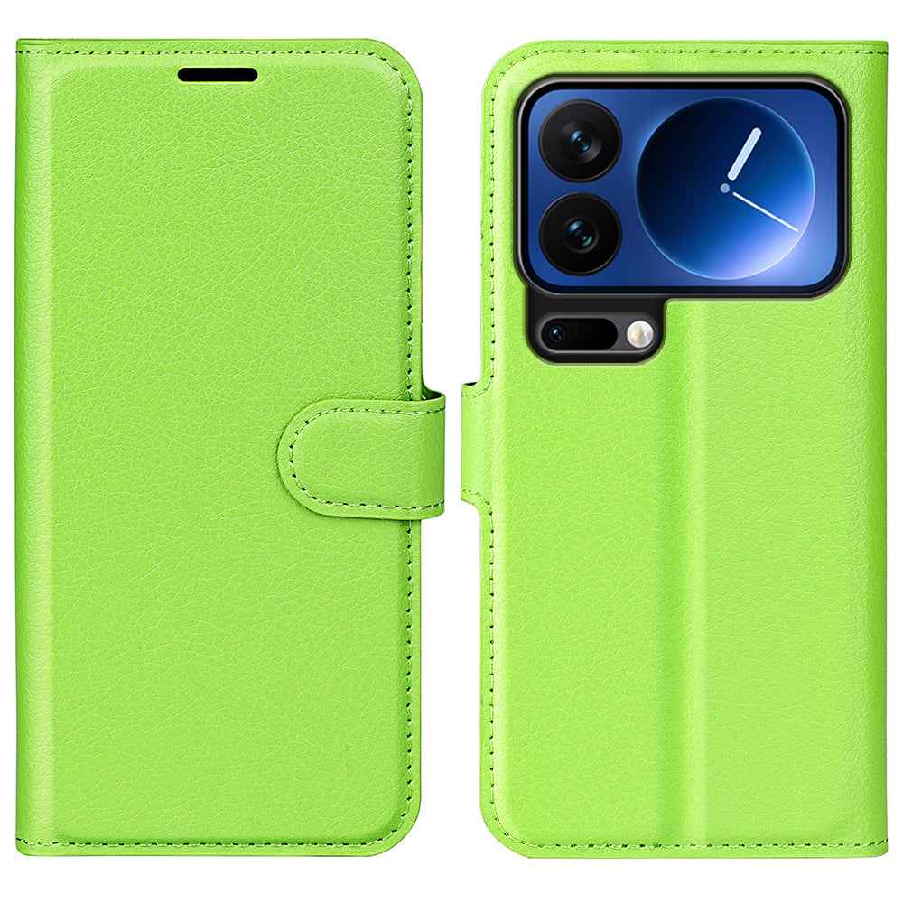 For Xiaomi 17 Pro Case Litchi Texture Shockproof Leather Wallet Phone Cover -  Green