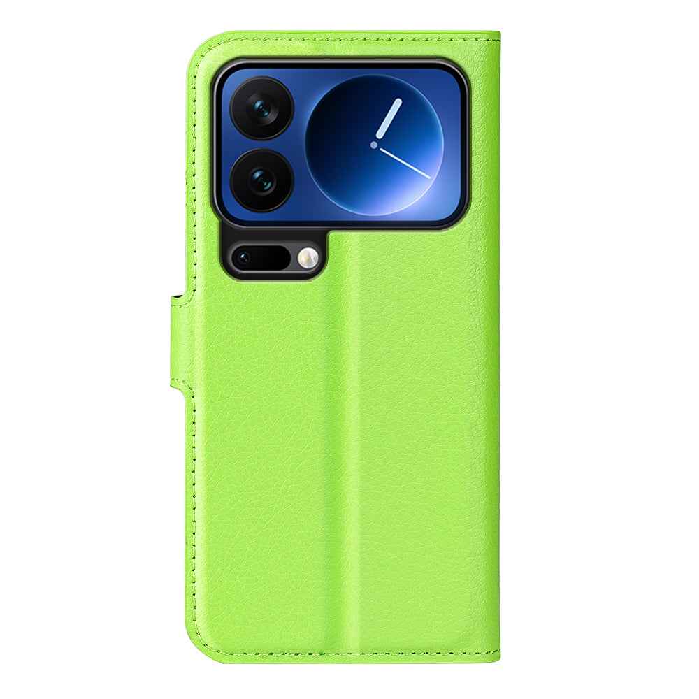 For Xiaomi 17 Pro Case Litchi Texture Shockproof Leather Wallet Phone Cover -  Green