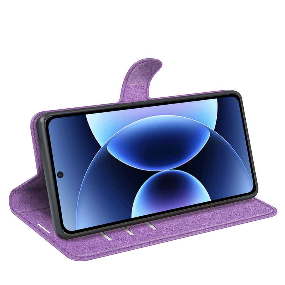 For Xiaomi 17 Pro Case Litchi Texture Shockproof Leather Wallet Phone Cover - Purple