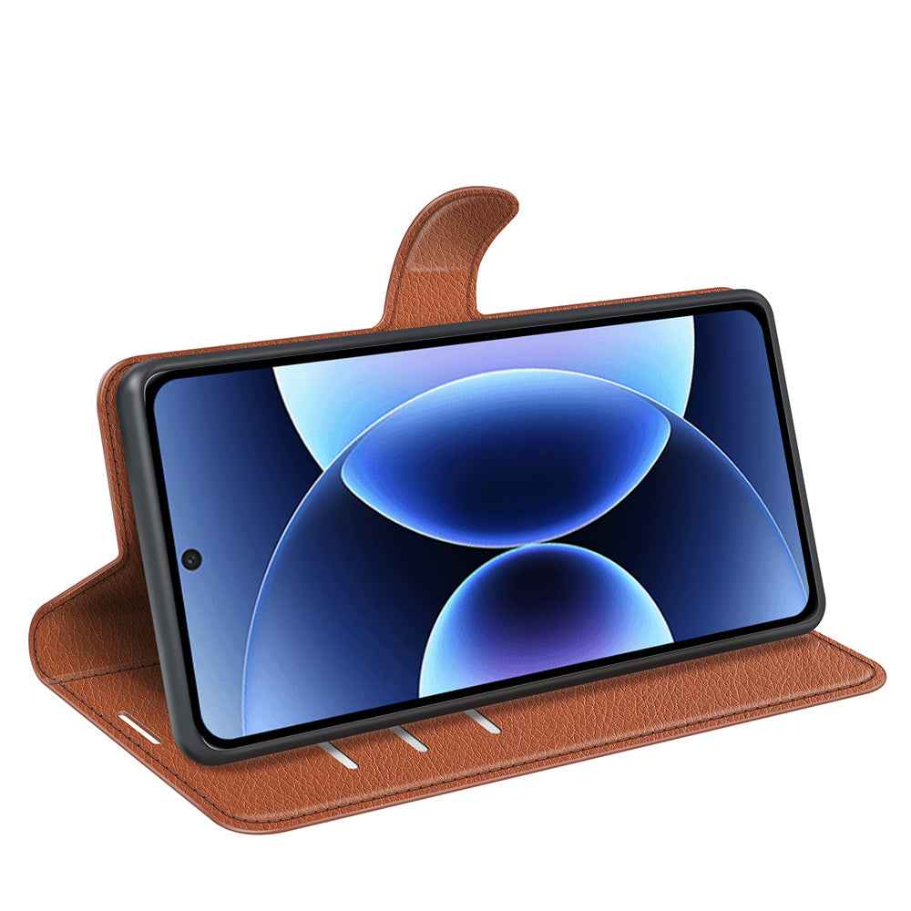 For Xiaomi 17 Pro Case Litchi Texture Shockproof Leather Wallet Phone Cover - Brown
