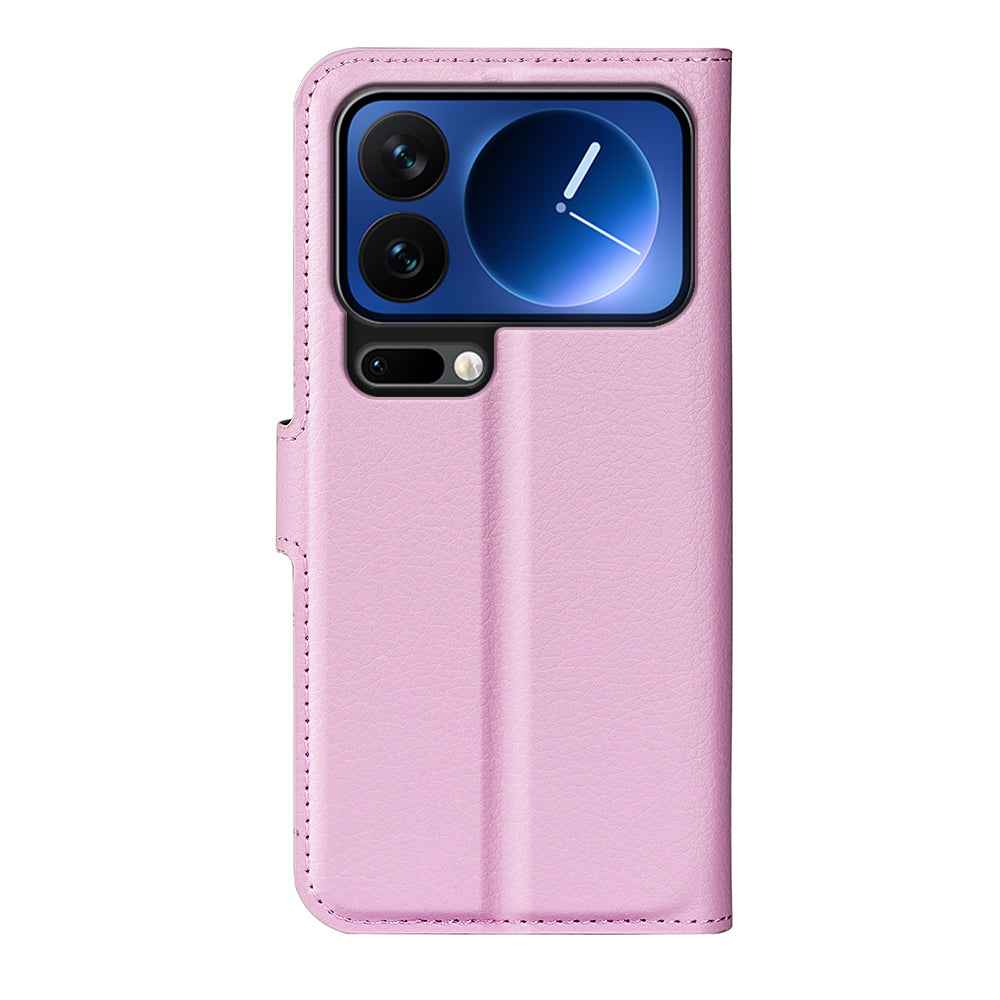 For Xiaomi 17 Pro Case Litchi Texture Shockproof Leather Wallet Phone Cover -  Pink