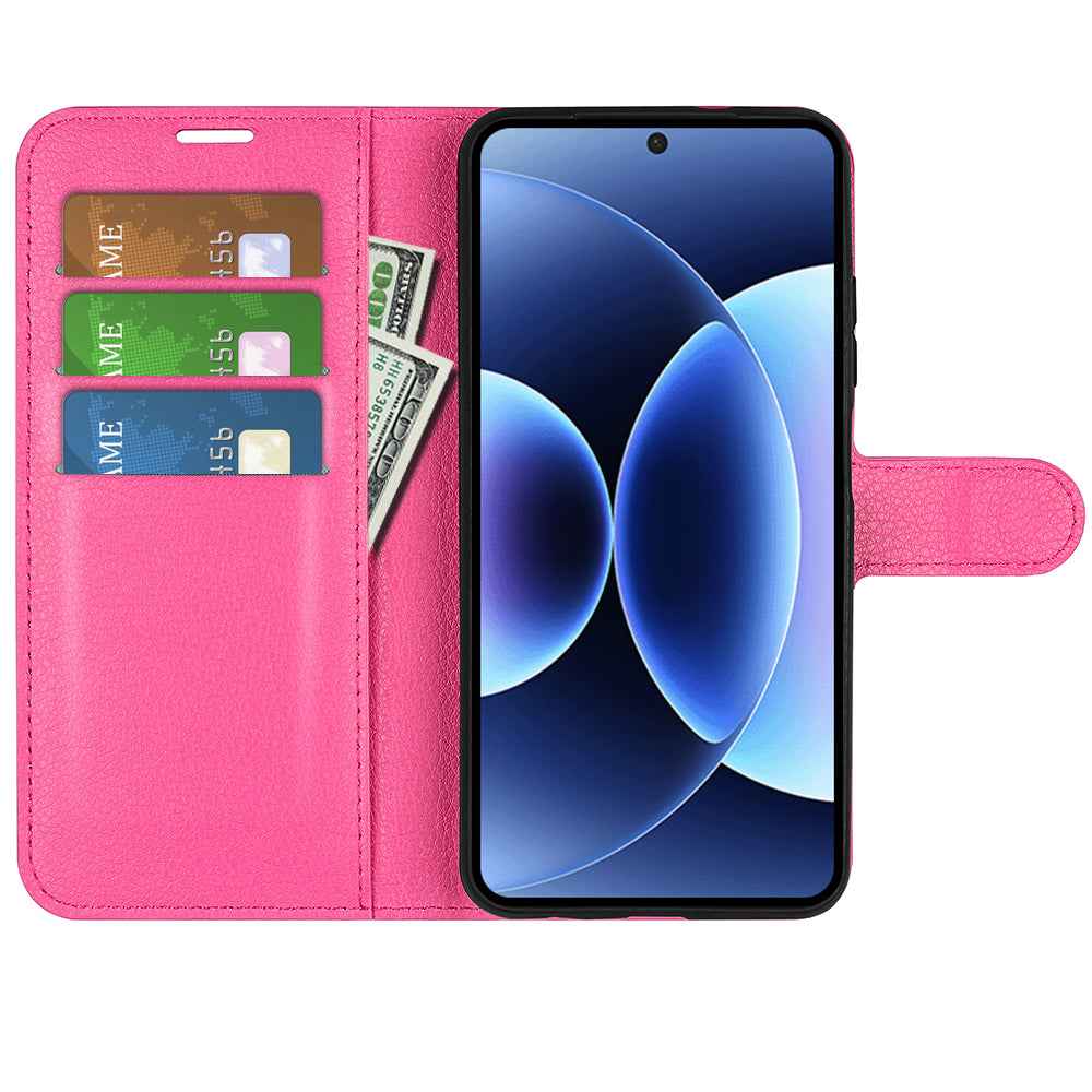 For Xiaomi 17 Pro Case Litchi Texture Shockproof Leather Wallet Phone Cover - Rose Red