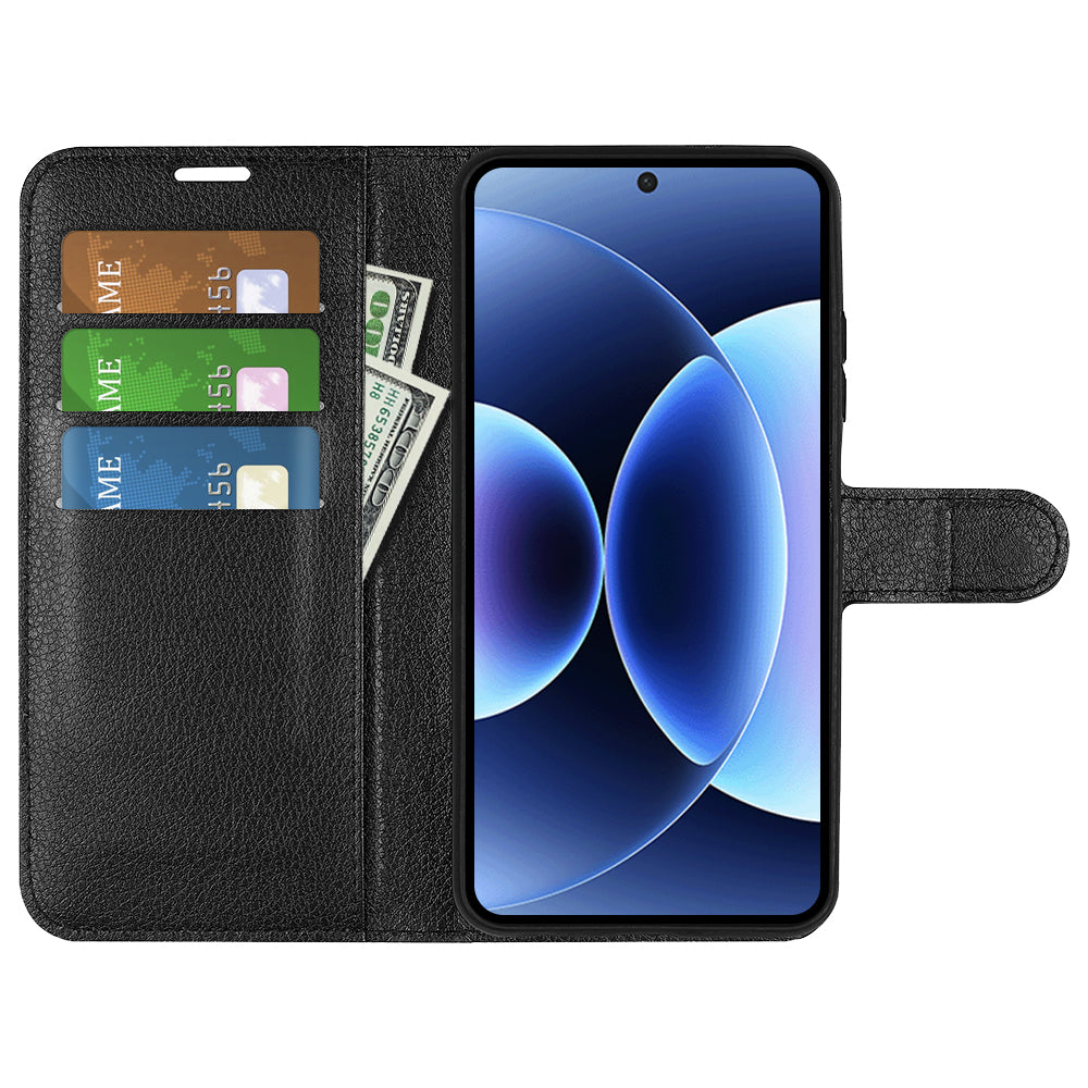 For Xiaomi 17 Pro Max Case Litchi Texture Shockproof Leather Wallet Phone Cover - Black