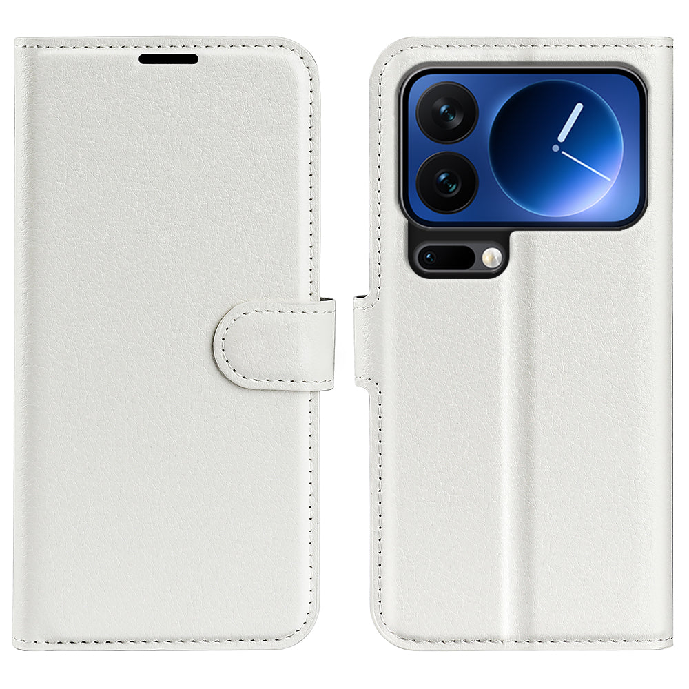 For Xiaomi 17 Pro Max Case Litchi Texture Shockproof Leather Wallet Phone Cover -  White