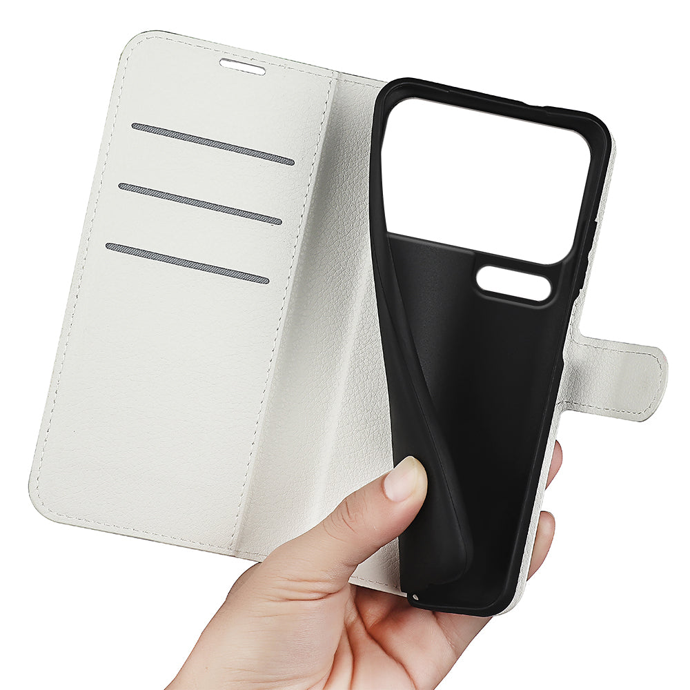 For Xiaomi 17 Pro Max Case Litchi Texture Shockproof Leather Wallet Phone Cover -  White