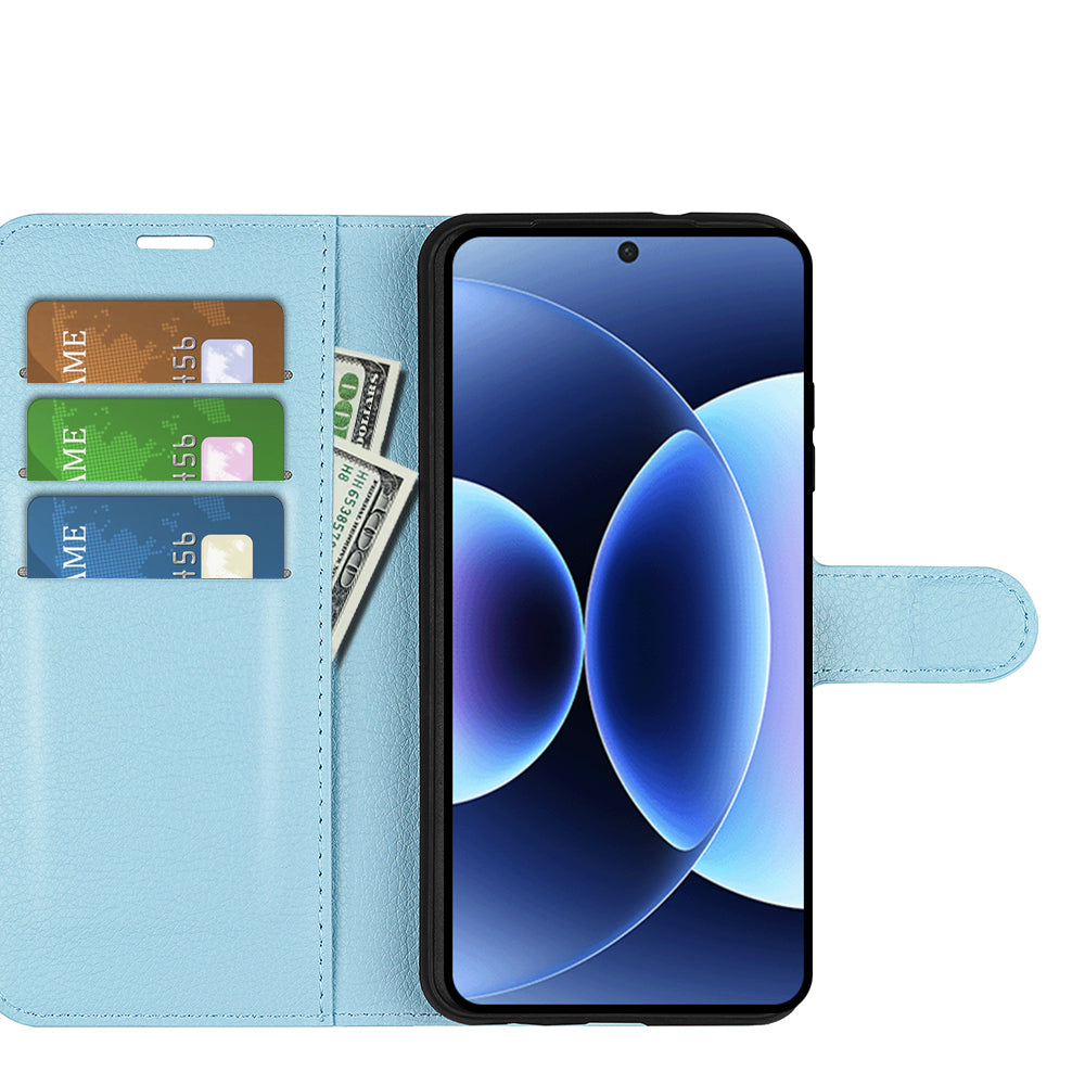 For Xiaomi 17 Pro Max Case Litchi Texture Shockproof Leather Wallet Phone Cover - Blue