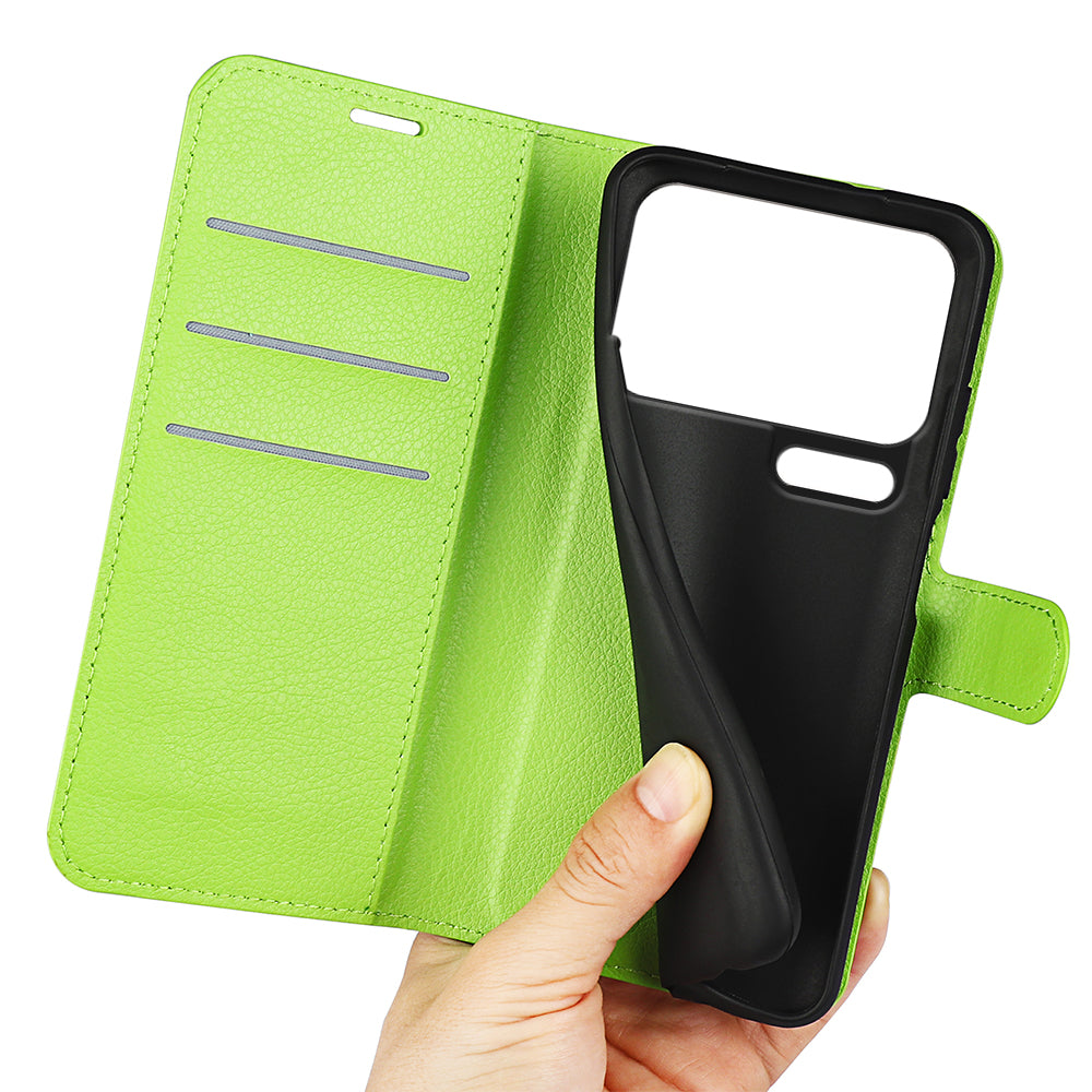 For Xiaomi 17 Pro Max Case Litchi Texture Shockproof Leather Wallet Phone Cover -  Green
