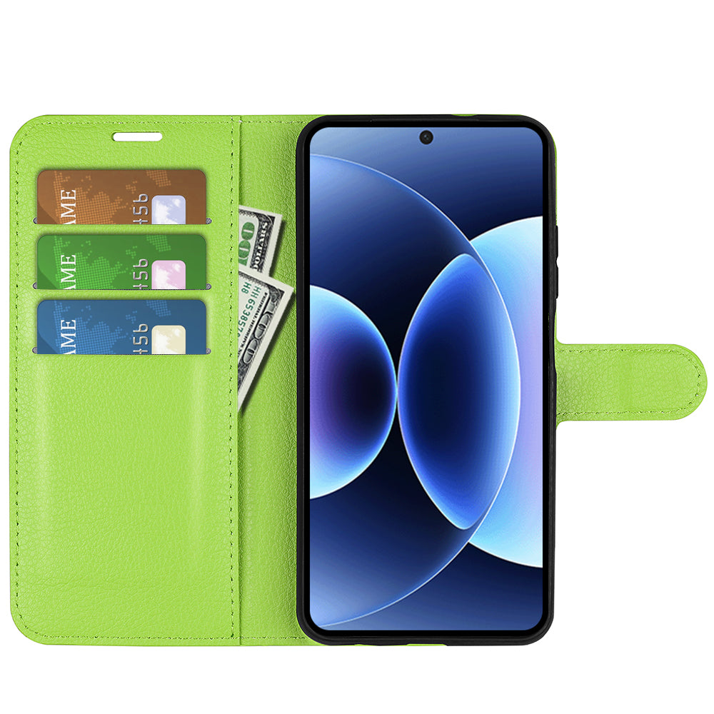 For Xiaomi 17 Pro Max Case Litchi Texture Shockproof Leather Wallet Phone Cover -  Green