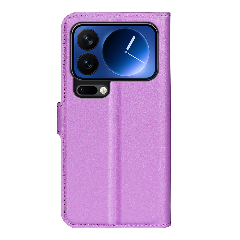For Xiaomi 17 Pro Max Case Litchi Texture Shockproof Leather Wallet Phone Cover - Purple