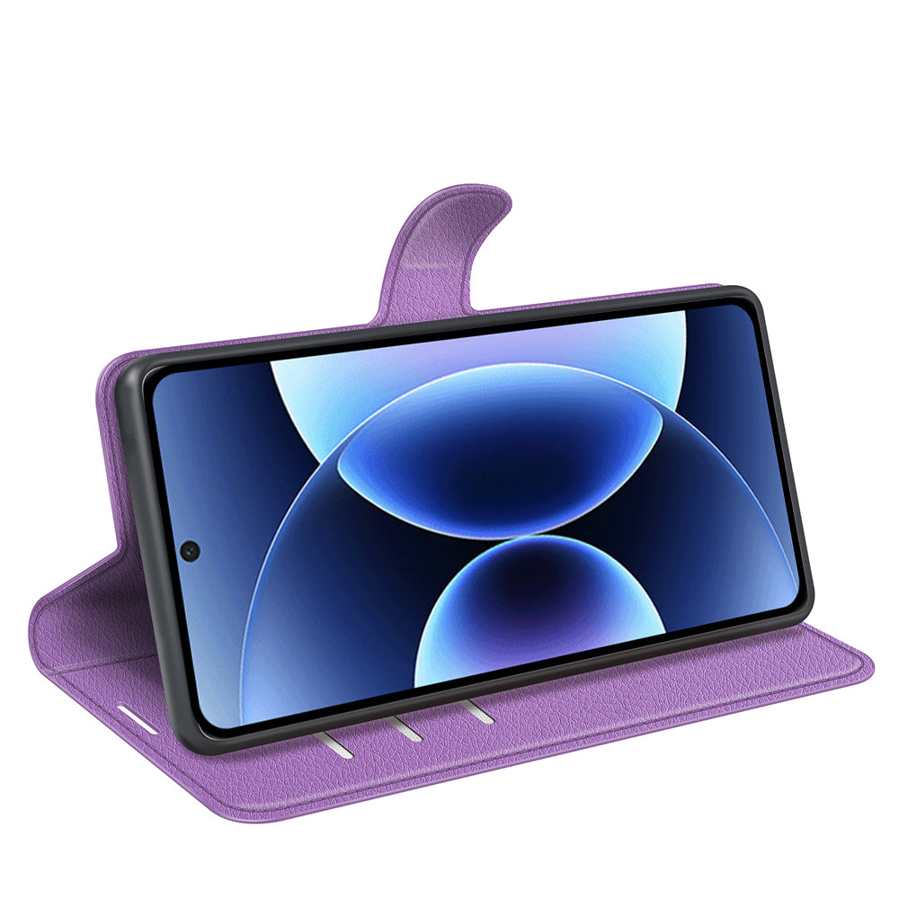 For Xiaomi 17 Pro Max Case Litchi Texture Shockproof Leather Wallet Phone Cover - Purple