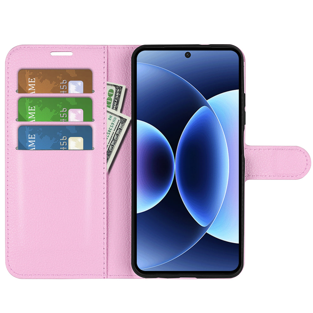 For Xiaomi 17 Pro Max Case Litchi Texture Shockproof Leather Wallet Phone Cover -  Pink