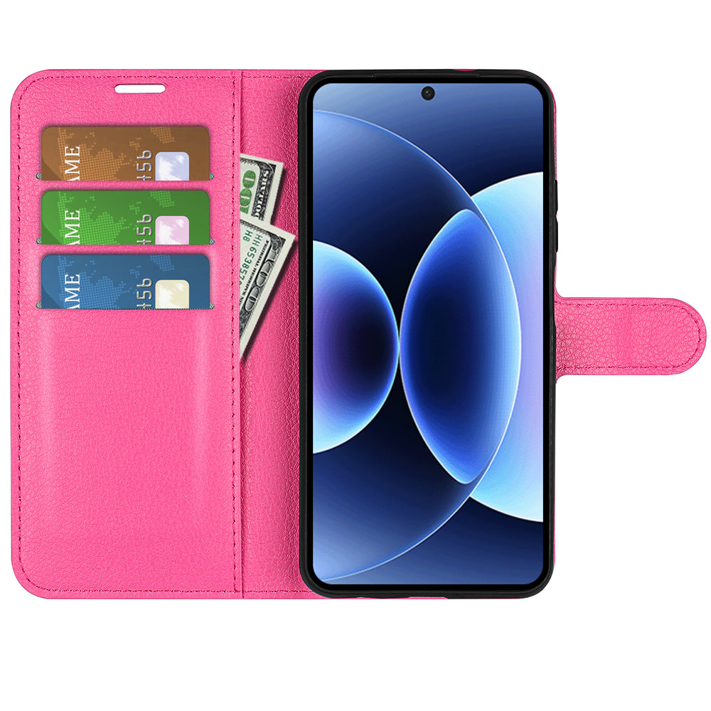 For Xiaomi 17 Pro Max Case Litchi Texture Shockproof Leather Wallet Phone Cover - Rose Red