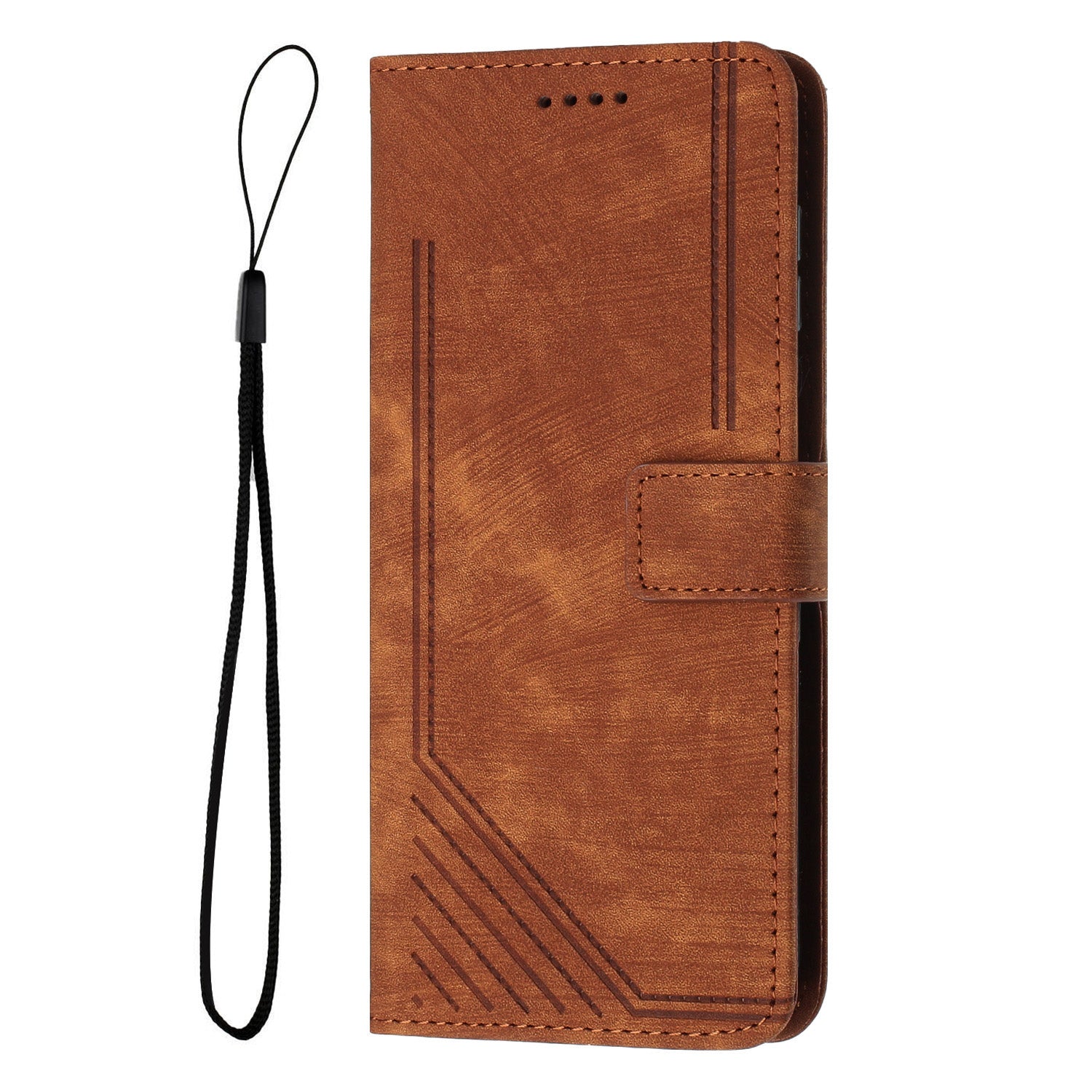 For Xiaomi Redmi Note 15 Pro 5G (Global) Stand Case Imprinted Lines Leather Phone Cover - Brown