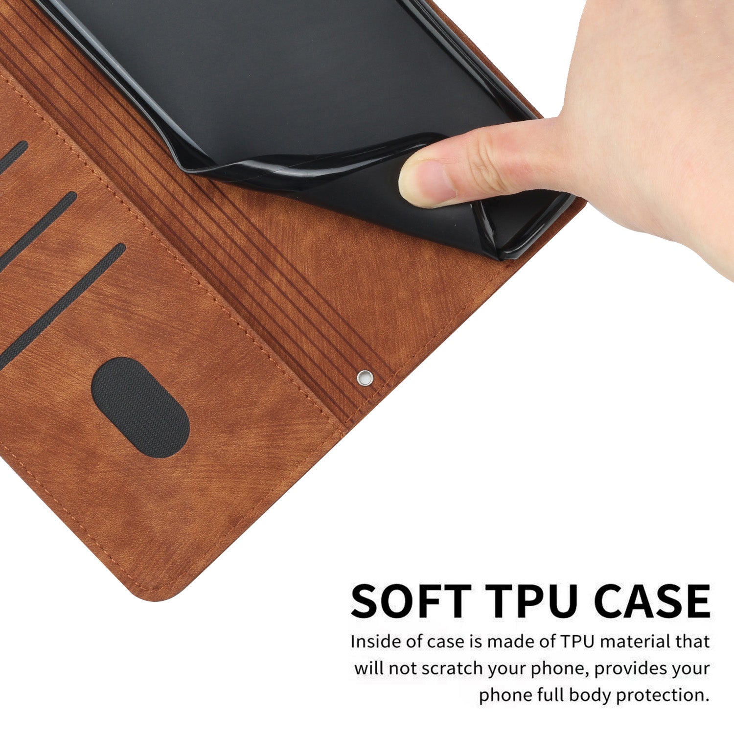 For Xiaomi Redmi Note 15 Pro 5G (Global) Stand Case Imprinted Lines Leather Phone Cover - Brown