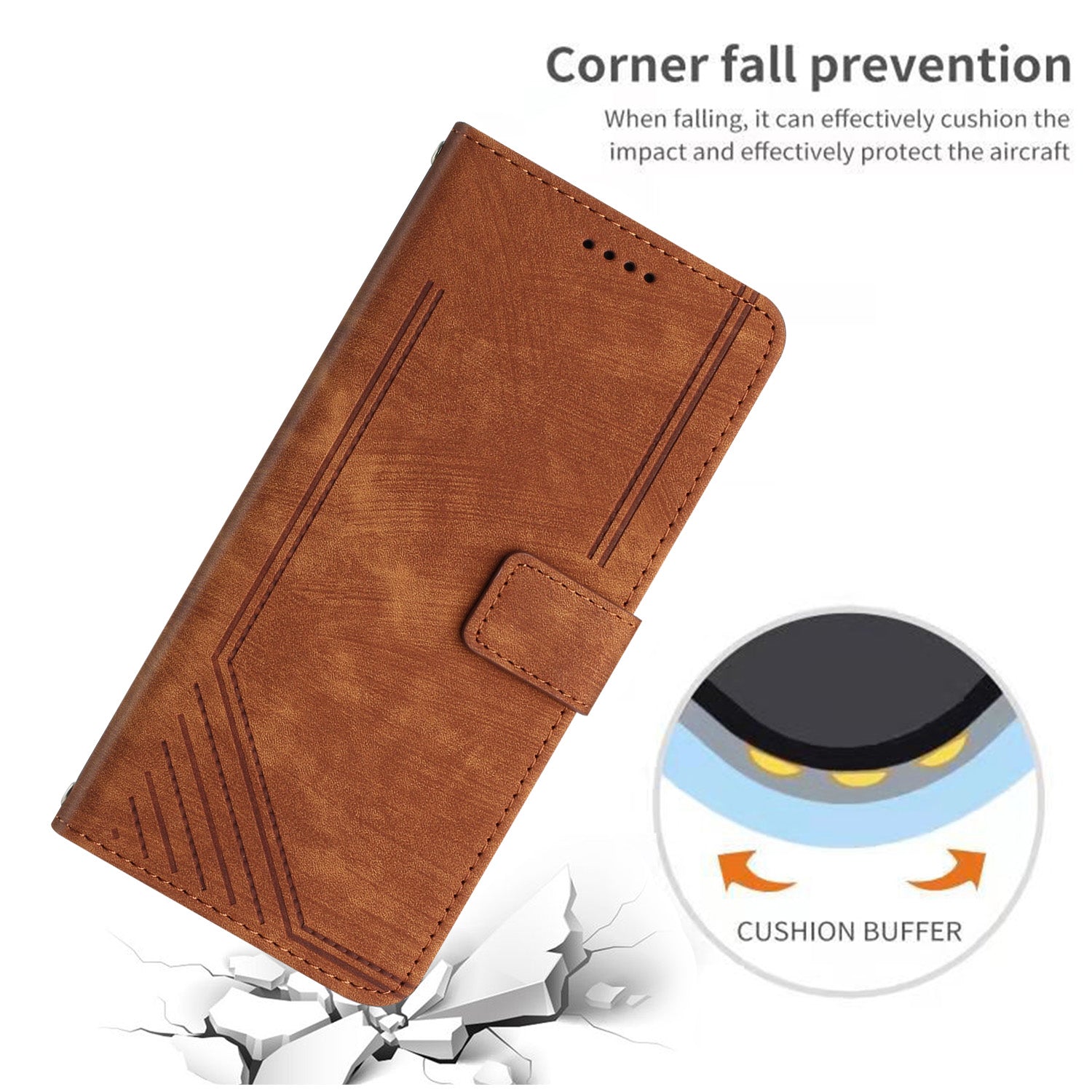 For Xiaomi Redmi Note 15 Pro 5G (Global) Stand Case Imprinted Lines Leather Phone Cover - Brown