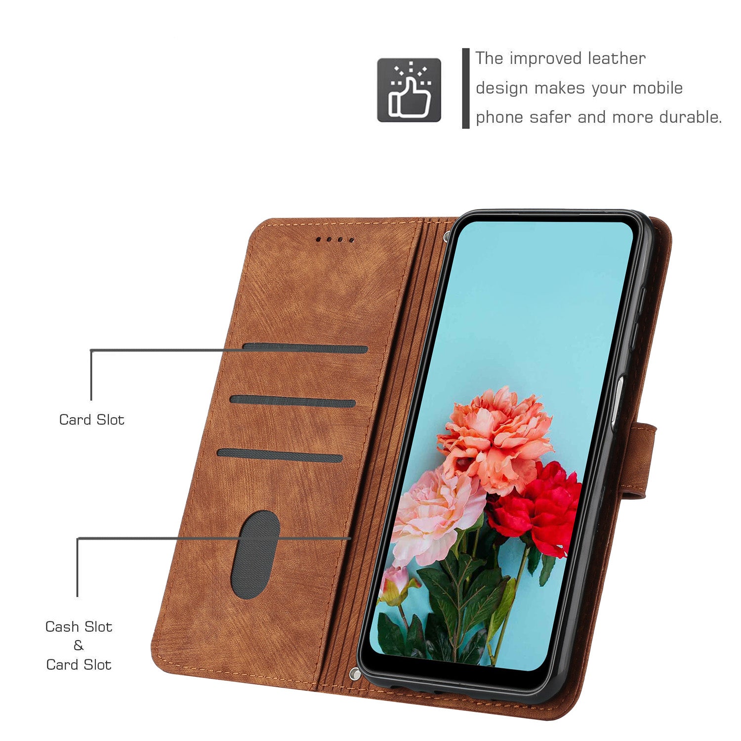 For Xiaomi Redmi Note 15 Pro 5G (Global) Stand Case Imprinted Lines Leather Phone Cover - Brown
