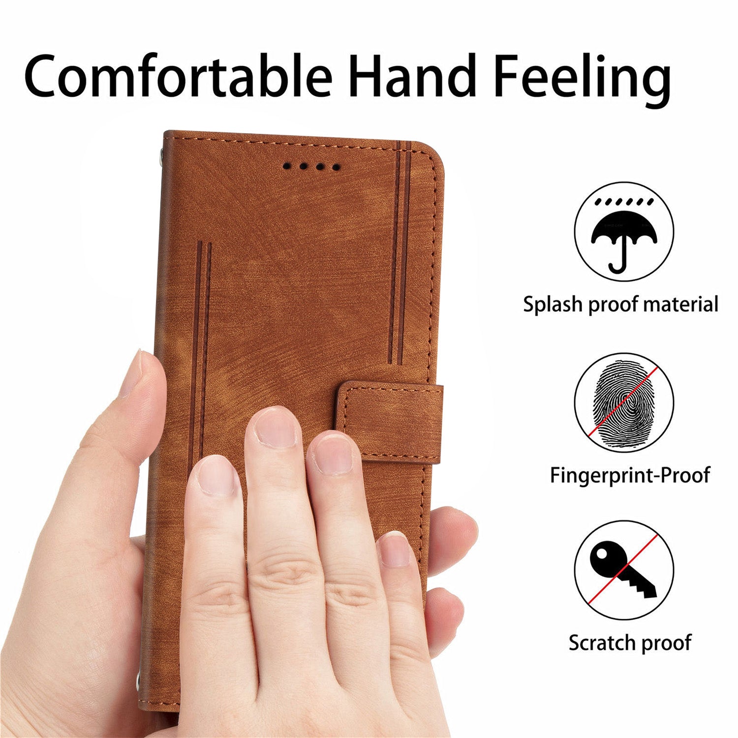 For Xiaomi Redmi Note 15 Pro 5G (Global) Stand Case Imprinted Lines Leather Phone Cover - Brown