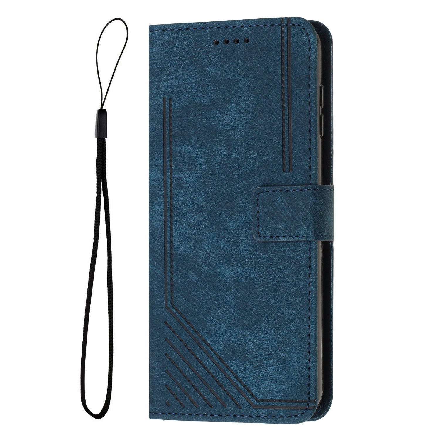For Xiaomi Redmi Note 15 Pro 5G (Global) Stand Case Imprinted Lines Leather Phone Cover - Sapphire