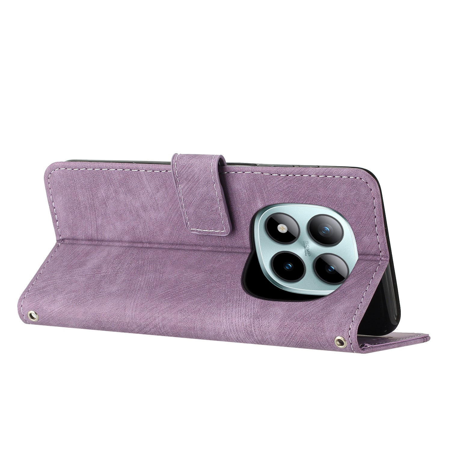 For Xiaomi Redmi Note 15 Pro 5G (Global) Stand Case Imprinted Lines Leather Phone Cover - Purple