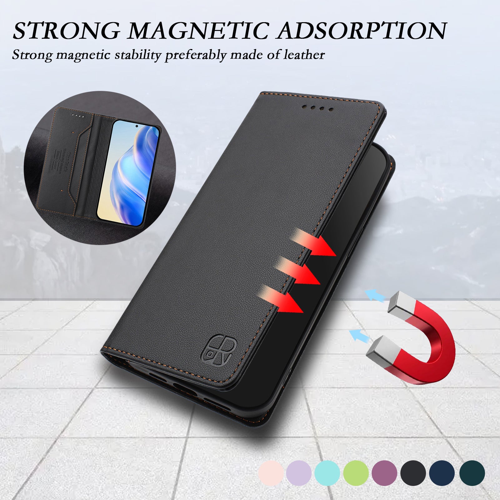 For Motorola Edge 70 5G Leather Case RINACASIS RC01 Phone Cover with RFID Blocking Wallet Stand - Black